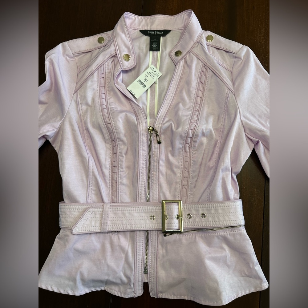 NWT White House Black Market Elegant Lavender Belted Jacket